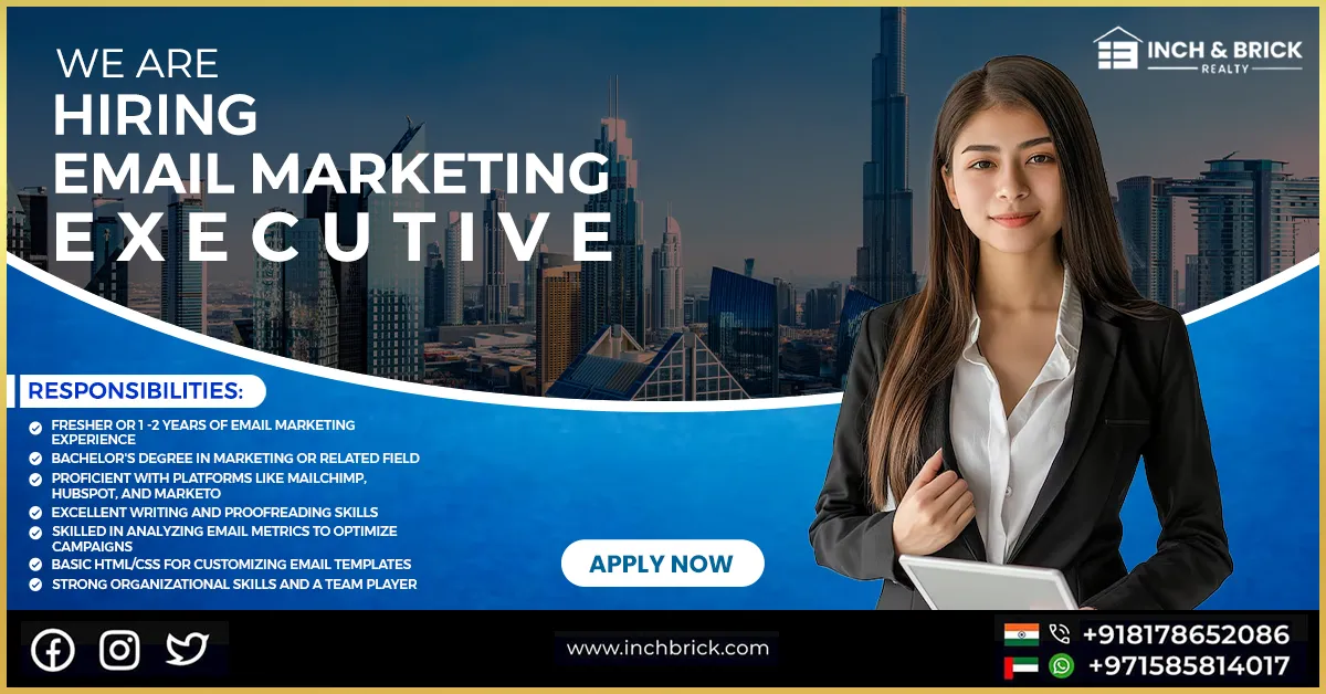 Hiring for Email Marketing by InchBrick Realty