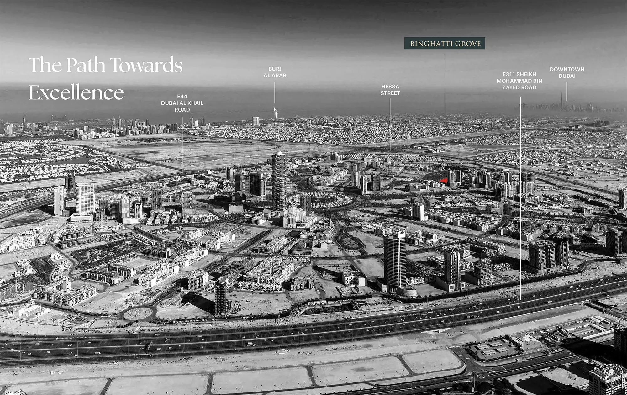 Binghatti Grove location map at Jumeirah Village Circle, Dubai - inchbrick Realty