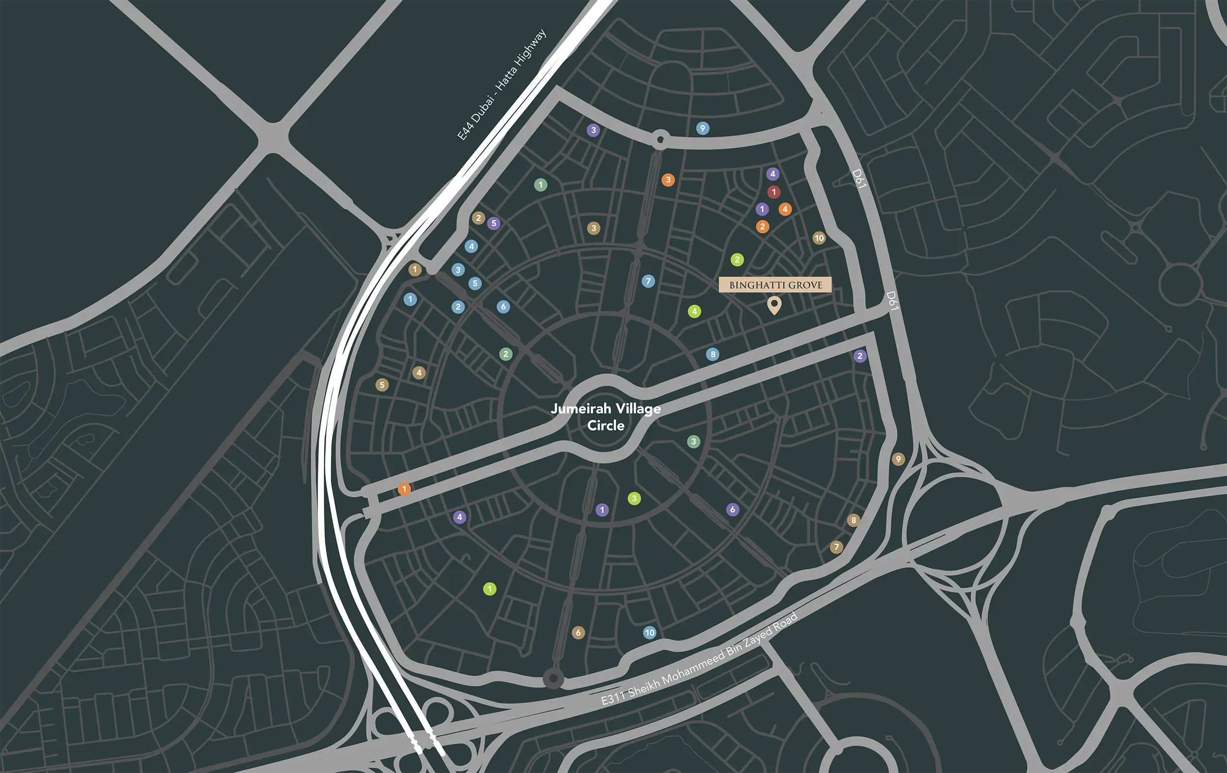 Binghatti Grove MasterPlan at Jumeirah Village Circle, Dubai - inchbrick Realty