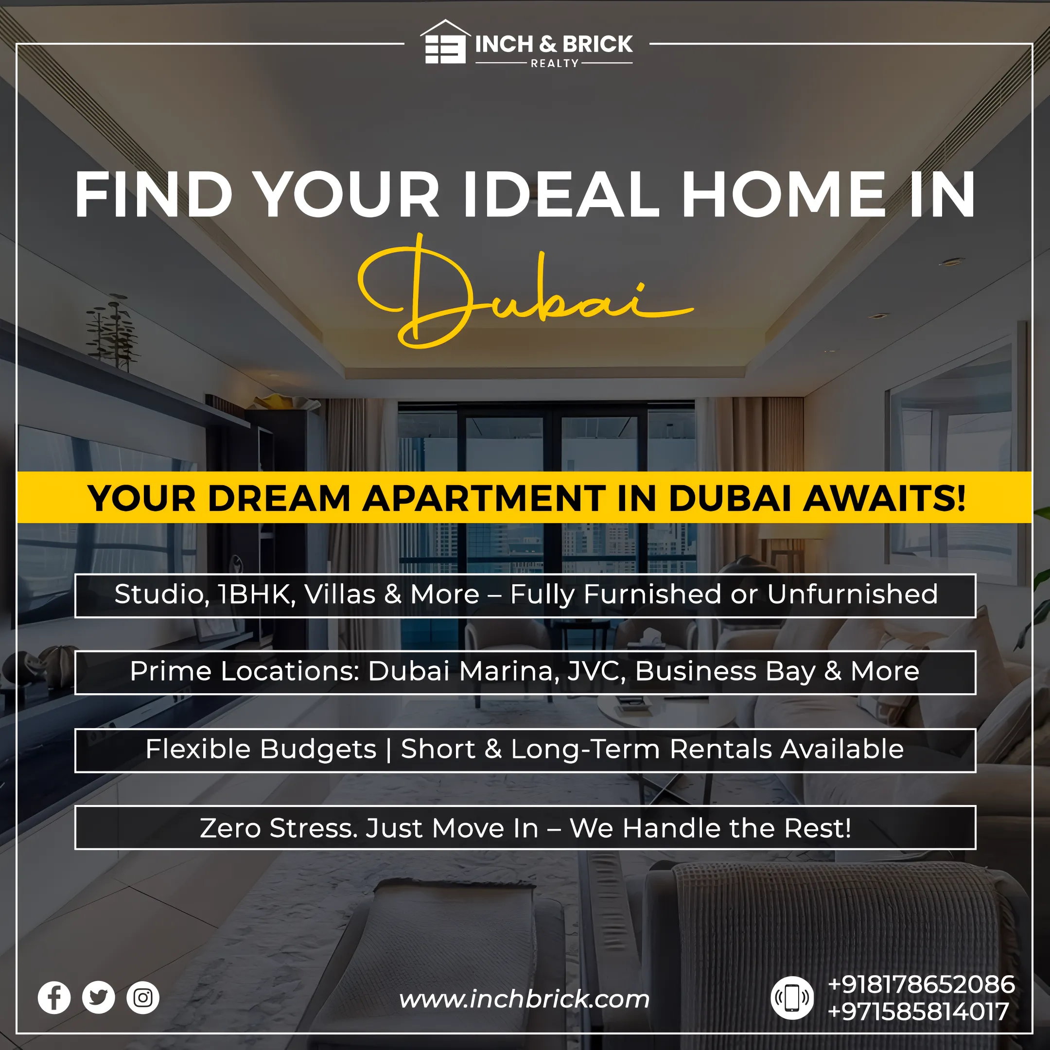 Find Your Best Apartment for Rent in Dubai – With Inchbrick Realty