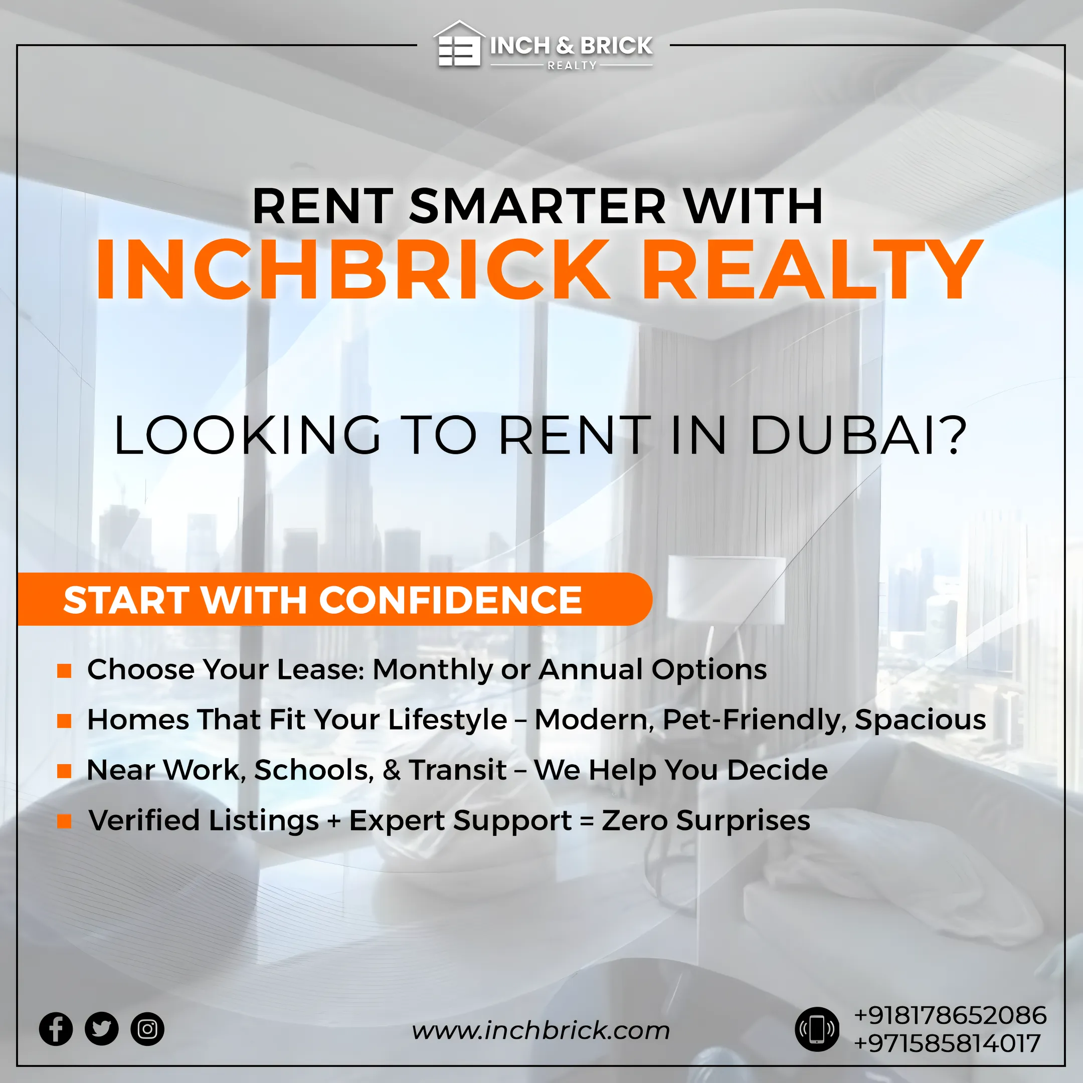 Find Your Best Apartment for Rent in Dubai – With Inchbrick Realty