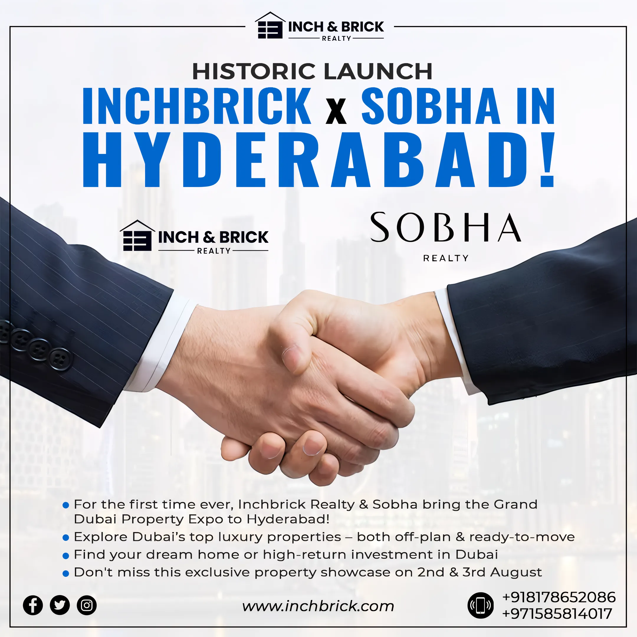 Dubai Property Expo in Hyderabad | Inch & Brick x SOBHA | Luxury Homes from ₹2.33 Cr