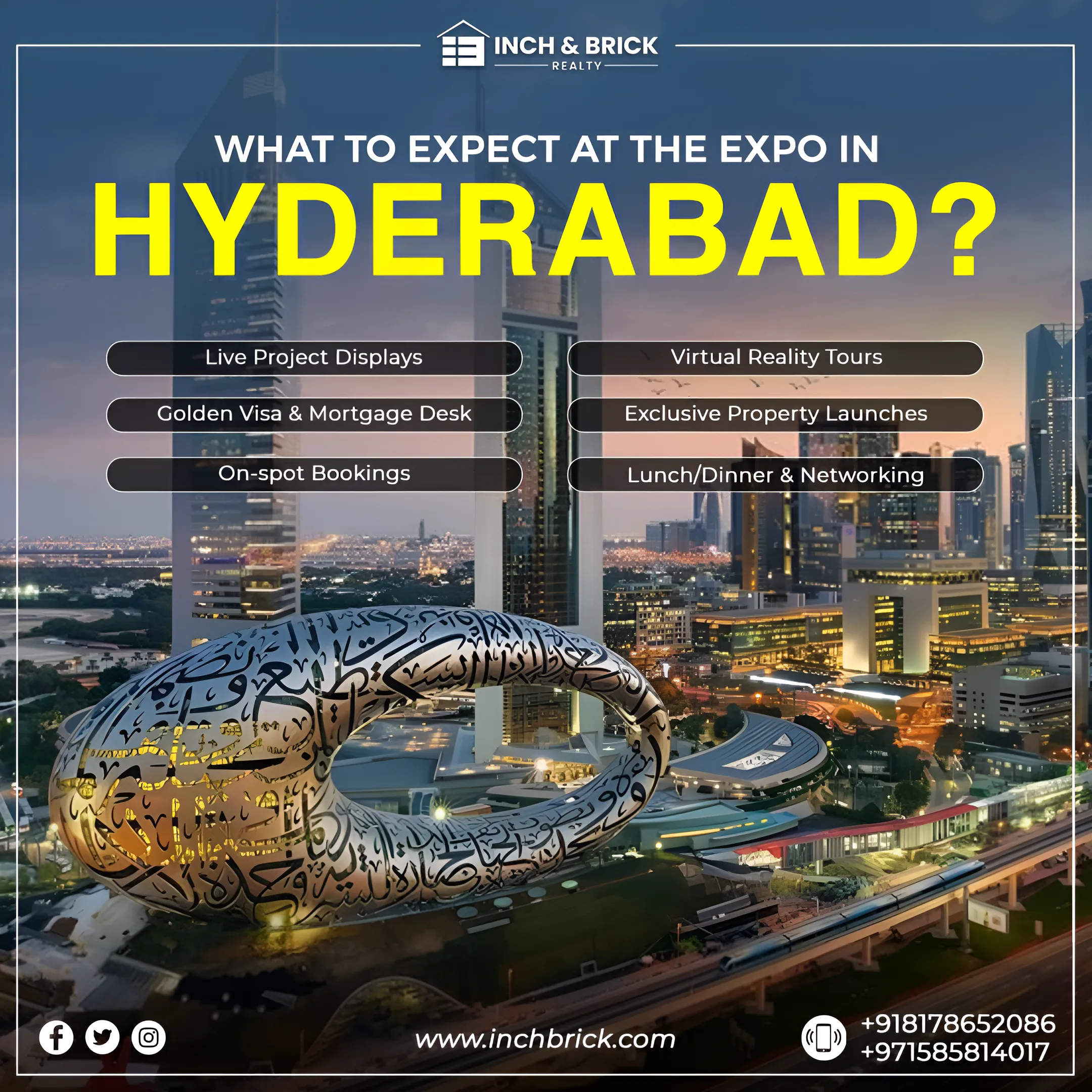 Explore Top Projects at Dubai Property Exhibition in Hyderabad | Inch Brick